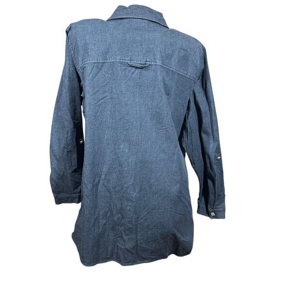 Quacker Factory Denim Roll Tab Sleeve Embroidered Candy Cane Shirt Shacket 2X - Picture 5 of 12